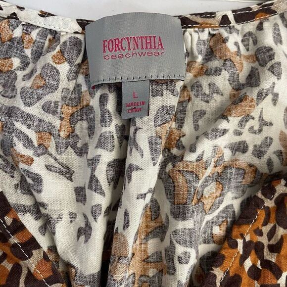 New! Forcynthia Beachwear| Large|Linen|Coverup|Cheetah|Has Stretch - Picture 10 of 17